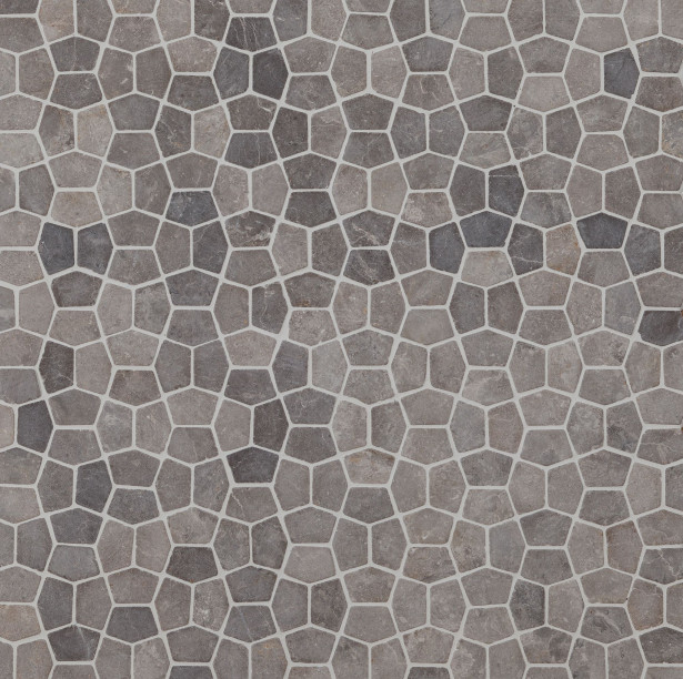 Mosaiikkilaatta Qualitystone Pentagon Mini Light Grey, 30x50mm