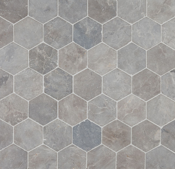 Luonnonkivilaatta Qualitystone Hexagon Light Grey, 100x100mm
