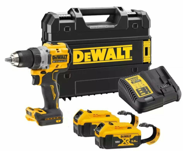 Akkuporakone/väännin DeWalt XR DCD800P2LRT-QW, 90Nm, 18V, 2x5.0Ah PowerStack akuilla + TSTAK
