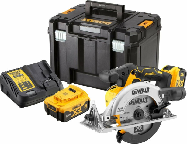 Akkupyörösaha DeWalt XR DCS565P2-QW, Ø165mm, 18V, 2x5.0Ah akuilla + TSTAK