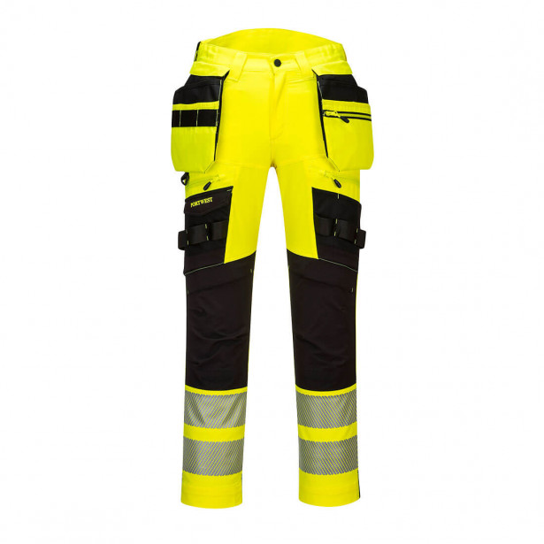 Huomiohousut Portwest DX442 Hi-Vis Stretch, keltainen/musta