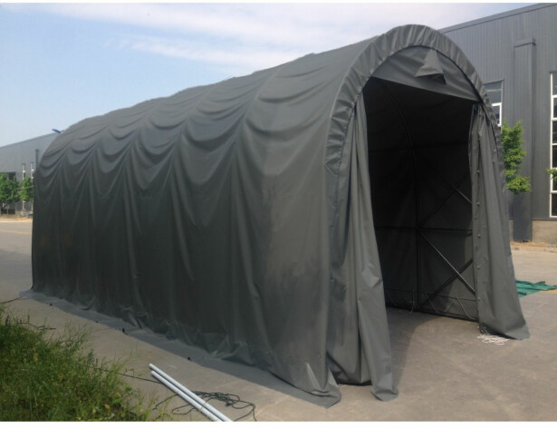 Pressutalli Ranch, 4x8m, oviaukko 3.6x3.5m, 500g/m2, harmaa kaaritalli