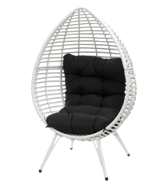 Lepotuoli Egg Rattan, valkoinen/musta