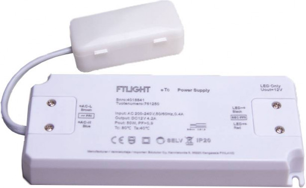 LED-vakiojännitelähde FTLIGHT, 50W, 12V, IP20