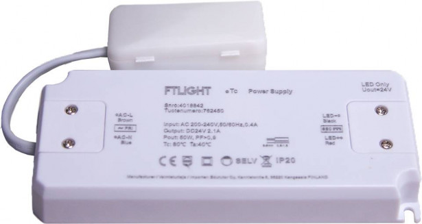 LED-vakiojännitelähde FTLIGHT, 50W, 24V, IP20