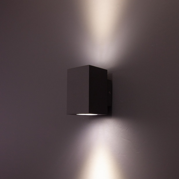 LED-seinävalaisin FTLIGHT Style Square, 2x3W, IP54, 4000K, grafiitinharmaa