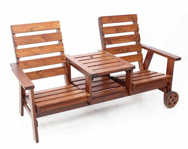 Puutarhapenkki välipöydällä Eden Wood Duo