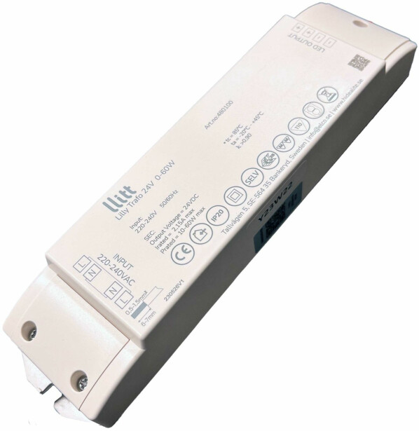 Muuntaja Llitt Lilly 24V, Triac, 0-60W