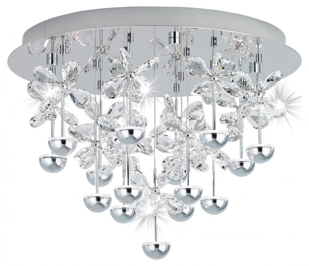 LED-Kattovalaisin Eglo Pianopoli, Ø500mm, kromi, kristalli 39245