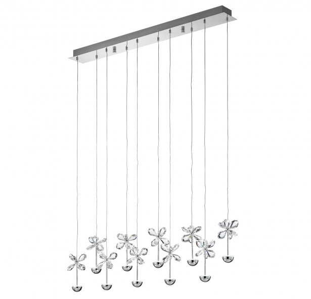 Riippuvalaisin LED Pianopoli, 87cm, kromi, kristalli