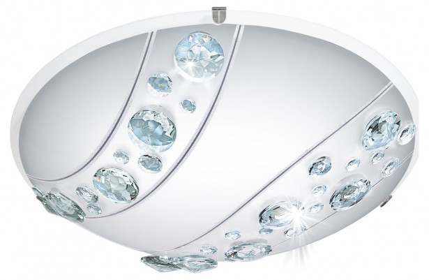 LED-plafondi Eglo Nerini, Ø315mm, valkoinen, kristalli 95576