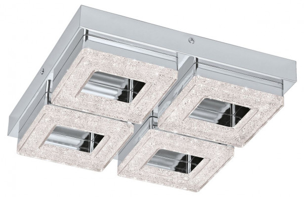 LED-katto-/seinävalaisin Eglo Fradelo, 280x280mm, 4-osainen, kromi, kristalli 95657