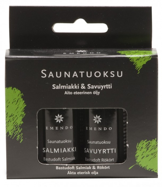 Saunatuoksusetti Emendo Salmiakki 10 ml & Savuyrtti 10 ml