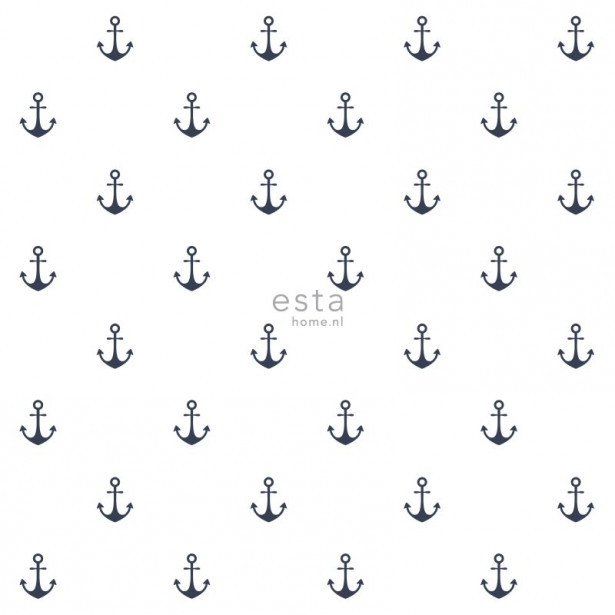 Tapetti Esta Regatta Crew Surf Edition 138965, 0,53x10,05m, valkoinen/sininen