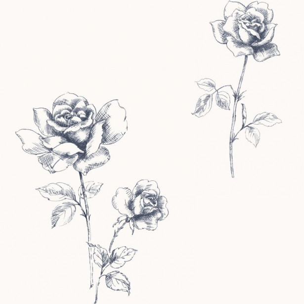 Tapetti Roses 127610 0,53x10,05 m sininen non-woven