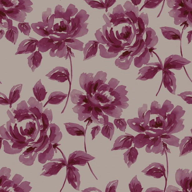 Tapetti Watercolor Painting Roses 128017 0,53x10,05 m purppura/taupe non-woven