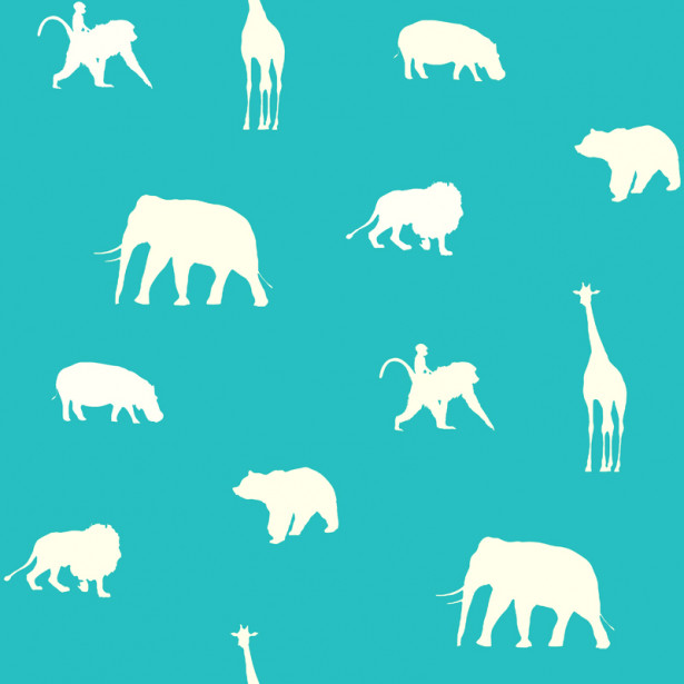 Tapetti Animals 137337 0,53x10,05 m turkoosi non-woven