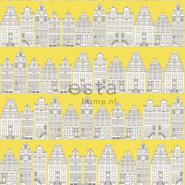 Tapetti Amsterdam Houses 137712 0,53x10,05 m keltainen non-woven