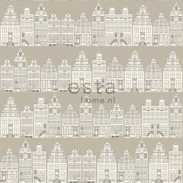 Tapetti Amsterdam Houses 137713 0,53x10,05 m harmaanruskea non-woven