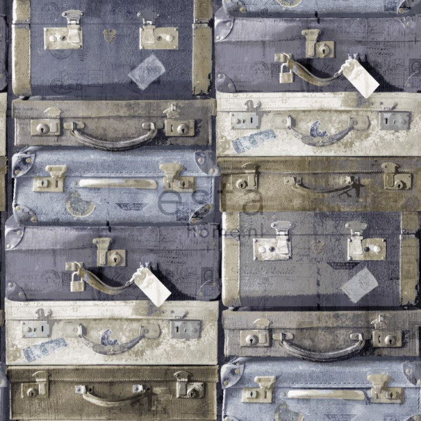 Tapetti Vintage Suitcases 138215, 0,53x10,05m, sininen/ruskea