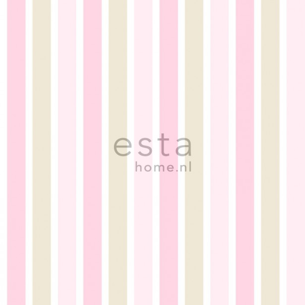 Tapetti Vertical Stripes 138701 0,53x10,05 m vaaleanpunainen, beige, valkoinen