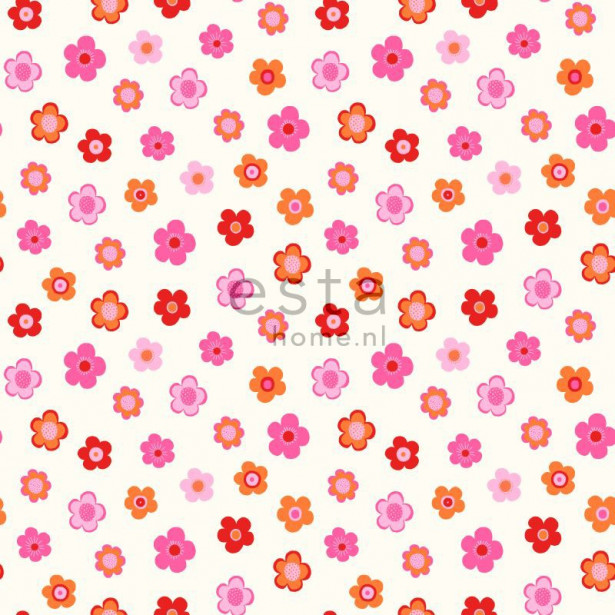 Tapetti Vintage Flowers 138725 0,53x10,05 m pinkki, punainen