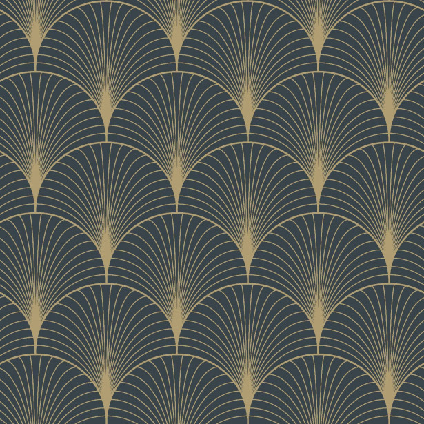 Tapetti Esta Art Deco 139231, 0.53x10.05m, non-woven, tummansininen