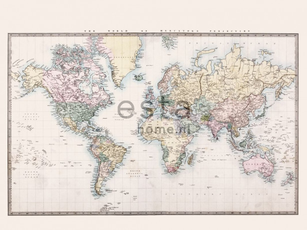 Paneelitapetti PhotowallXL Vintage Map of The World 158210, 3720x2790mm