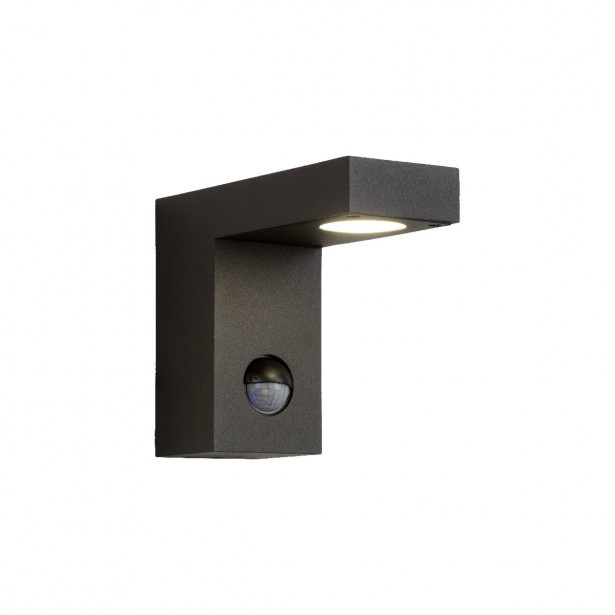 LED-ulkoseinäspotti Lucide Texas, 60x150mm, 6W, liiketunnistimella, antrasiitti