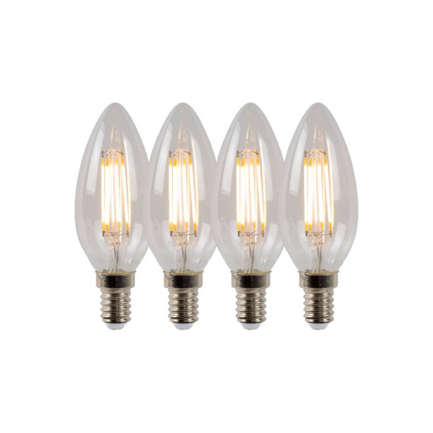 LED-lamppu Lucide filamentti E14, Ø3.5cm, himmennettävä, 4W, 2700K, kirkas, 4 kpl