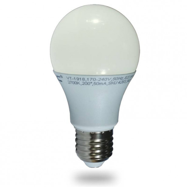 LED-lamppu A60 V-TAC VT-2007, 7W, 230V, 2700K, 470lm, IP20, Ø 60mm