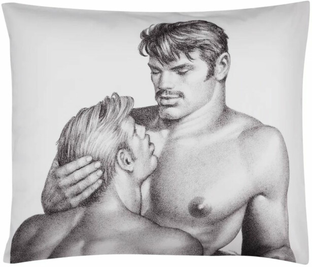 Satiinityynyliina Finlayson Tom of Finland Together, 50x60cm, musta/valkoinen