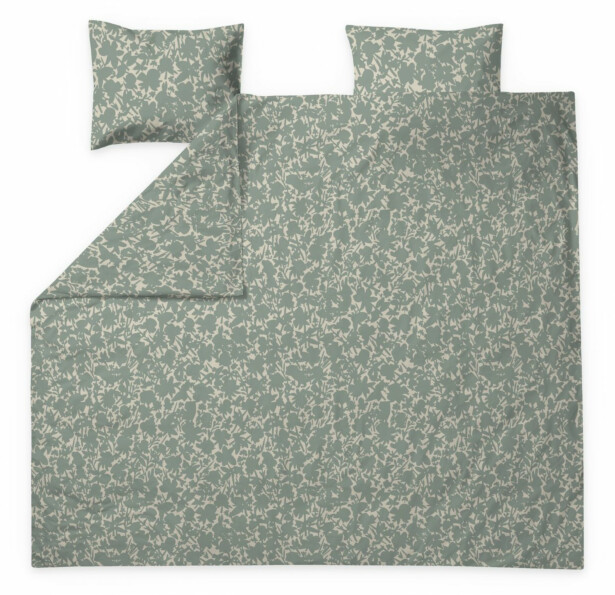 Parivuoteen satiinipussilakanasetti Finlayson Katveessa, salvia/beige