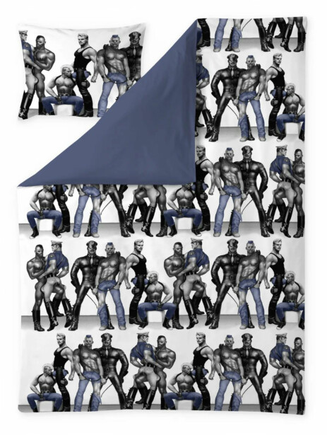 Satiinipussilakanasetti Finlayson Tom of Finland Blue Squad, musta/sininen