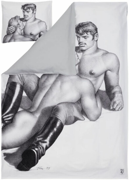 Satiinipussilakanasetti Finlayson Tom of Finland Together, musta/valkoinen