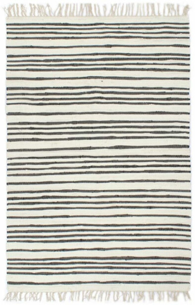 Chindi-matto, 120x170cm, käsinkudottu, puuvilla, antrasiitti/valkoinen