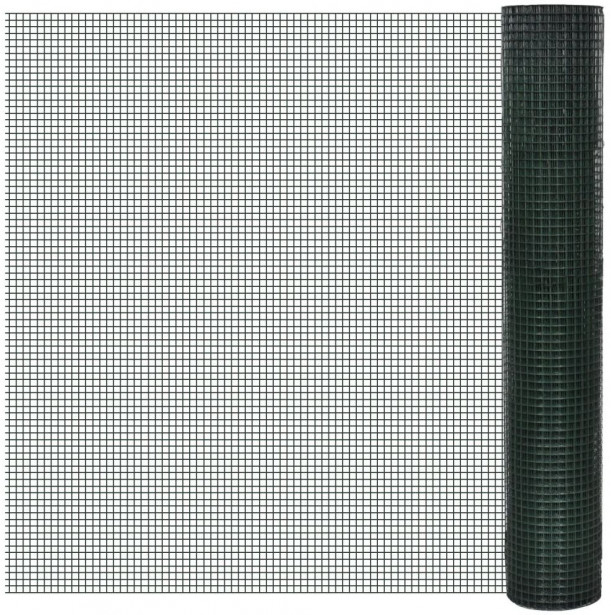 Kanaverkko 25x25mm, galvanoitu teräs, PVC pinnoitteella, 10x1m, vihreä