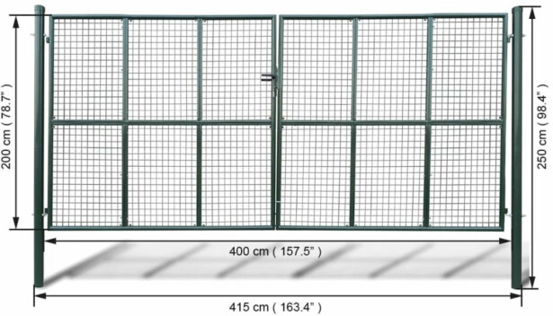Puutarhan verkko-aidan portti, 415x250cm/400x200cm