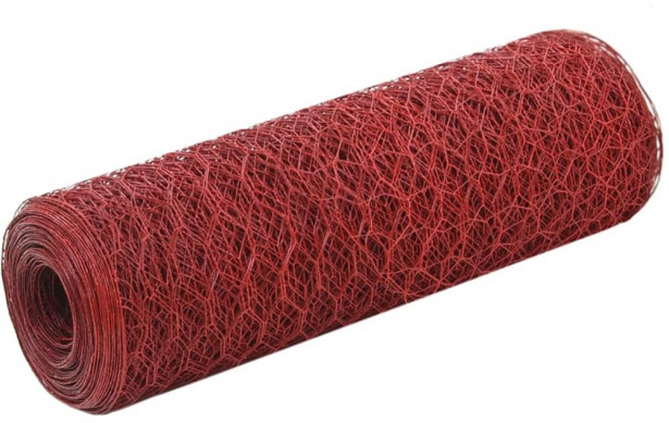 Kanaverkko, teräs, PVC pinnoitteella, silmäkoko 50mm, 25x0.5m, punainen