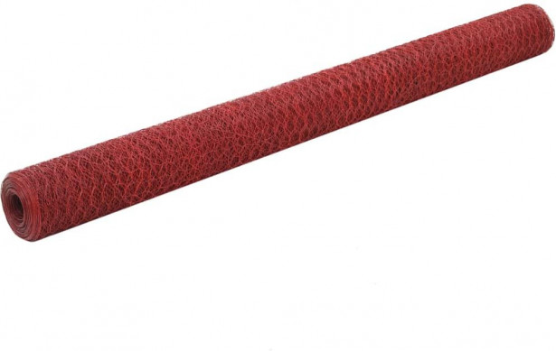 Kanaverkko teräs PVC pinnoitteella, silmäkoko 25mm, 25x1.5m, punainen