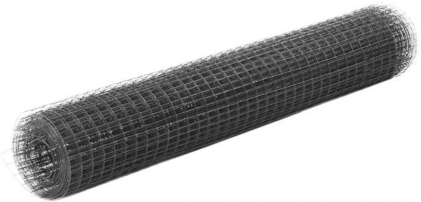 Kanaverkko 16x16mm, teräs, PVC pinnoitteella, 10x1m, harmaa
