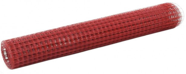 Kanaverkko 19x19mm, teräs, PVC pinnoitteella, 10x1m, punainen