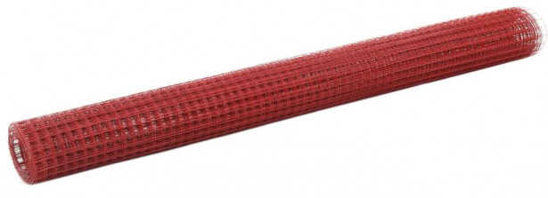Kanaverkko 12x12mm, galvanoitu teräs, 10x1.5m, punainen