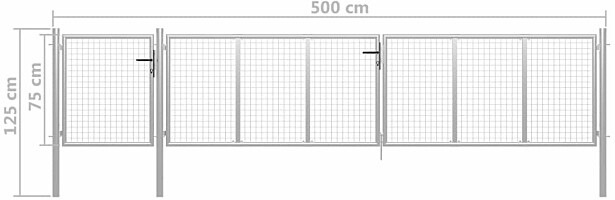 Puutarhaportti, teräs, 500x75cm, hopea