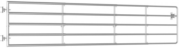 Peltoportti, 5-tankoinen, teräs, (150-400)x90cm, hopea