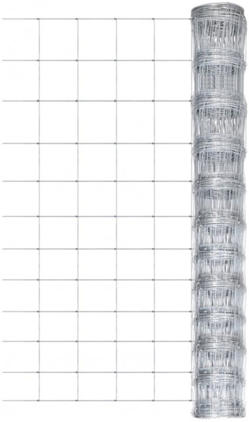 Puutarha-aita, galvanoitu teräs, 12 vaakalankaa, 50 m, 150 cm, hopea