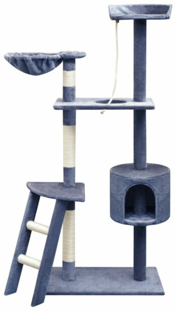 Kissan raapimispuu, sisal-pylväillä, 1 pesällä, 150cm, tummansininen