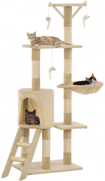 Kissan raapimispuu, sisal-pylväillä, 49x35x138cm, beige