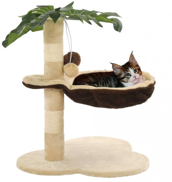 Kissan kiipeilypuu, sisal-pylväällä, 44x40x50cm, beige/ruskea