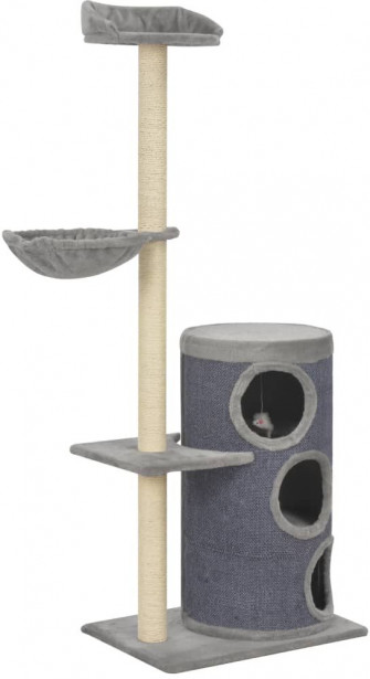 Kissan kiipeilypuu, sisal-pylväillä, 55x40x148cm, harmaa 